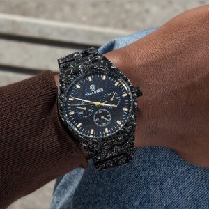 Starlight Dial Black Gold Nugget Date Quartz Watch