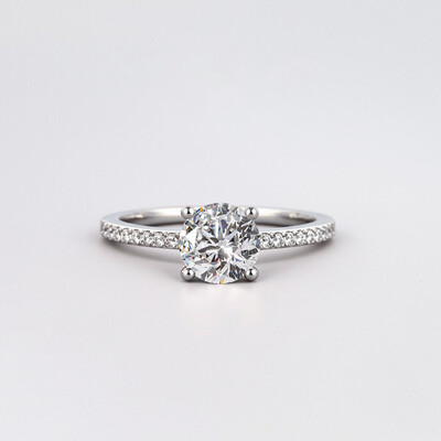 2.23CT Round Cut VVS Vintage Hidden Halo Moissanite S925 Silver Engagement Ring