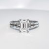 3.84CT Emerald & Round Cut VVS Moissanite S925 Silver Split Shank Engagement Ring