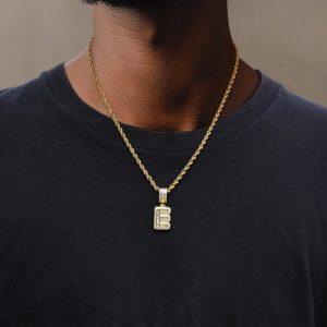 Iced Out A-Z Baguette Letters Pendant