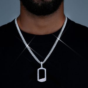 Icy-Filled Dog Tag Pendant