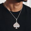 Iced Out Baguette Two-tone Aces Spade Pendant