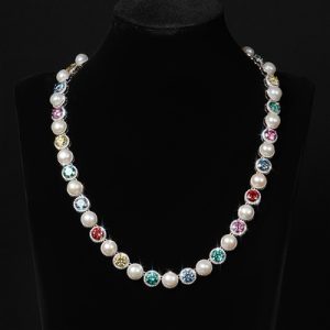 925S & VVS Colorful Moissanite Pearl Necklace Chain