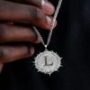 Iced Out Thorn Letter Disc Pendant