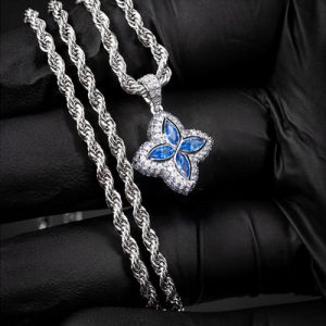 Iced Out Marquise Four Leaf Clover Pendant