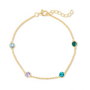 Customizable Birthstone Gold Chain Bracelet