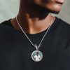 Iced Out Peace Dove Disc Photo Pendant