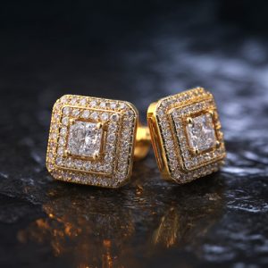 Iced Out Square Princess Cut Earrings