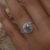 2.32CT Round Cut VVS Moissanite Twisting Halo Engagement Ring
