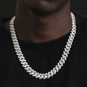 Iced 14mm Miami Cuban Chain with Box Clasp in White Gold