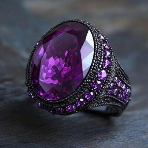 Iced Sapphire/Emerald/Purple Ring in Black Gold