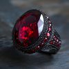 Iced Ruby Ring in Black Gold Plating
