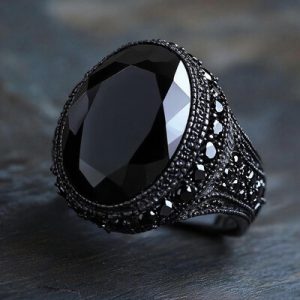 Iced Black Onyx Ring in Black Gold