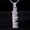 Iced Custom Beveled Vertical Letter Pendant