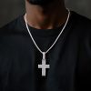 Iced Out Baguette & Round Cut Cross Pendant