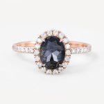 1.95CT Oval Cut Salt & Pepper S925 Silver Halo Bridal Engagement Ring