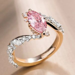 5.95CT Pink Marquise Cut Twisted Gemstone Engagement Ring