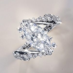 5.95CT Marquise Cut VVS Moissanite Pave Engagement Ring