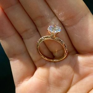 1.48CT 6-Claw Brilliant Round Cut VVS Moissanite Vintage-Inspired Engagement Ring