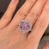 5.38CT Pink Heart Cut Diamond Halo Engagement Ring