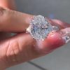 7.19CT Oval Cut VVS Moissanite Three Stone Engagement Ring