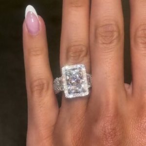 6.24CT Radiant Cut VVS Moissanite Halo Engagement Ring