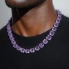 12mm Handset Purple Clustered Tennis Chain in Black Gold