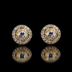Iced Out Eyes Marquise Halo Diamond Stud Earrings
