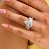 4.96CT Pear Cut VVS Moissanite Pave Engagement Ring