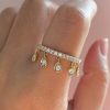 Round Cut VVS Moissanite Wedding Band with Dangling Charms