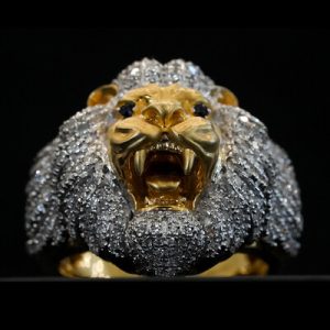 Iced Out Roaring Lion Head Ring