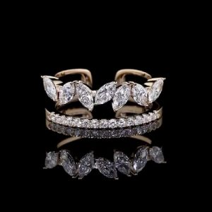 1.8CT Marquise & Round Cut VVS Moissanite Pave Wedding Band