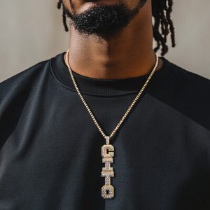 Iced Custom Vertical Letter Pendant