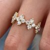 2CT Round Cut  VVS Moissanite Floral Cluster Wedding Band