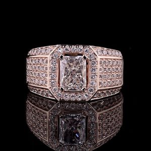 4.64CT Radiant Cut VVS Moissanite Pave Men’s Ring