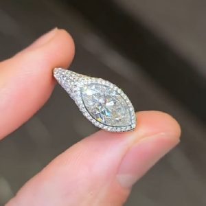 3.85CT Marquise Cut VVS Moissanite Pave Engagement Ring