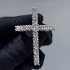 Iced Out Round Cut Cross Ring in White Gold