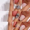 3.9CT Oval Cut VVS Moissanite Pave Engagement Ring Set