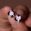 8mm Colorful Cushion Cut Stud Earrings