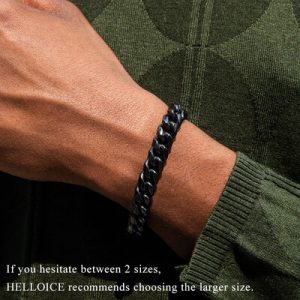 10mm Stainless Steel Cuban Bracelet in Black Gold