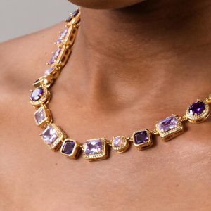 10mm Purple Geometric Gemstone Necklace