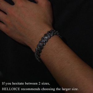 14mm Iced Miami Cuban Bracelet in Black Gold