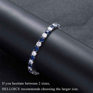 5mm White & Sapphire Single Row Tennis Bracelet in White Gold