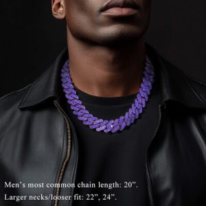 Iced Out 20mm Purple 3-Row Handset Cuban Chain