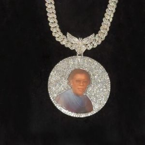 Iced Out Peace Dove Disc Photo Pendant