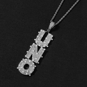 Iced Custom Vertical Letter Pendant with Pearl