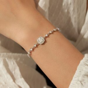 0.8CT Round Cut VVS Moissanite S925 Silver Bracelet
