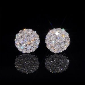 925S & VVS Moissanite Round Cut Full Paved Earrings