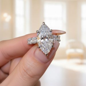 10.93CT Marquise Cut VVS Moissanite Pave Engagement Ring