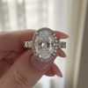 6.12CT Oval Cut VVS Moissanite Halo Engagement Ring